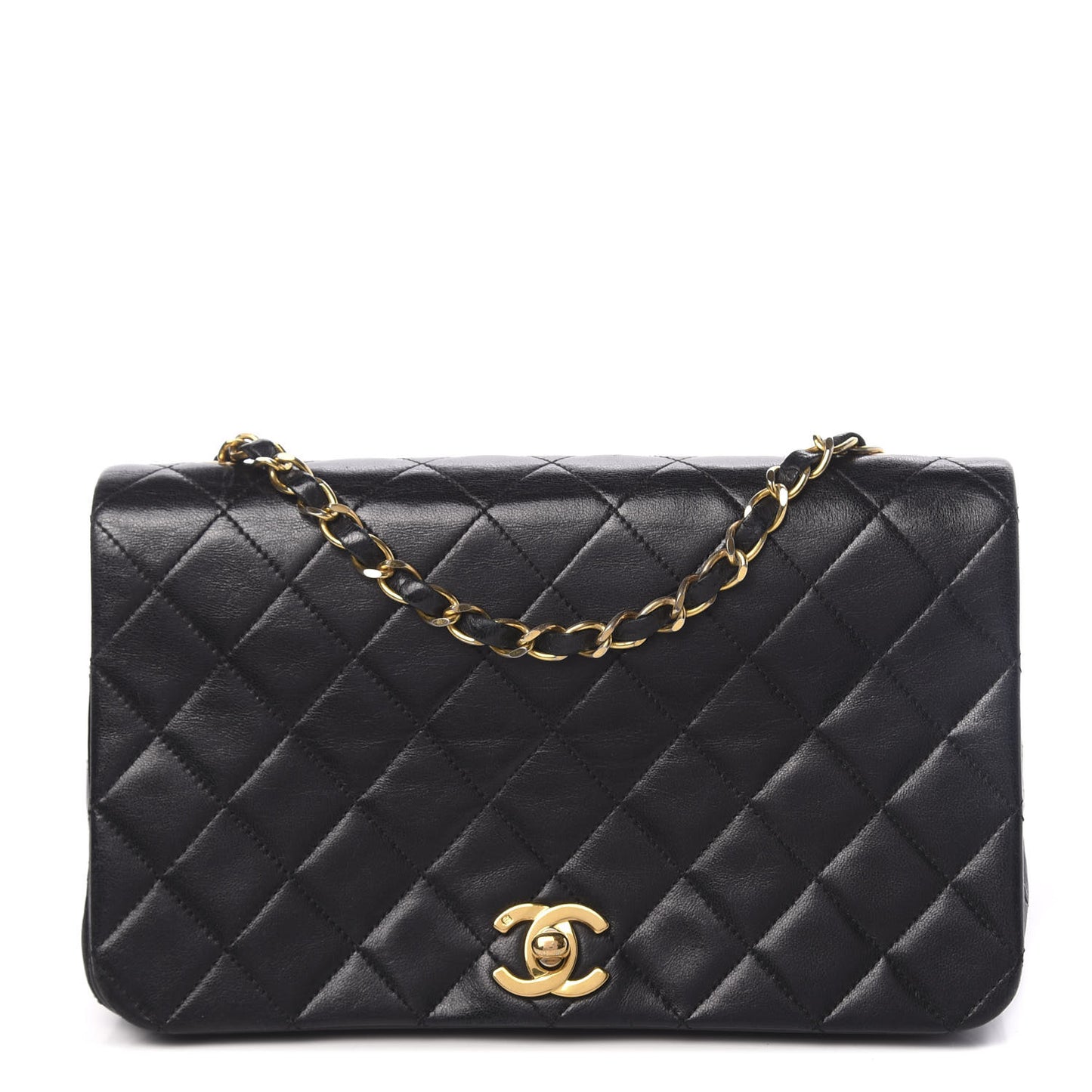 Lambskin Quilted Small Single Flap Black