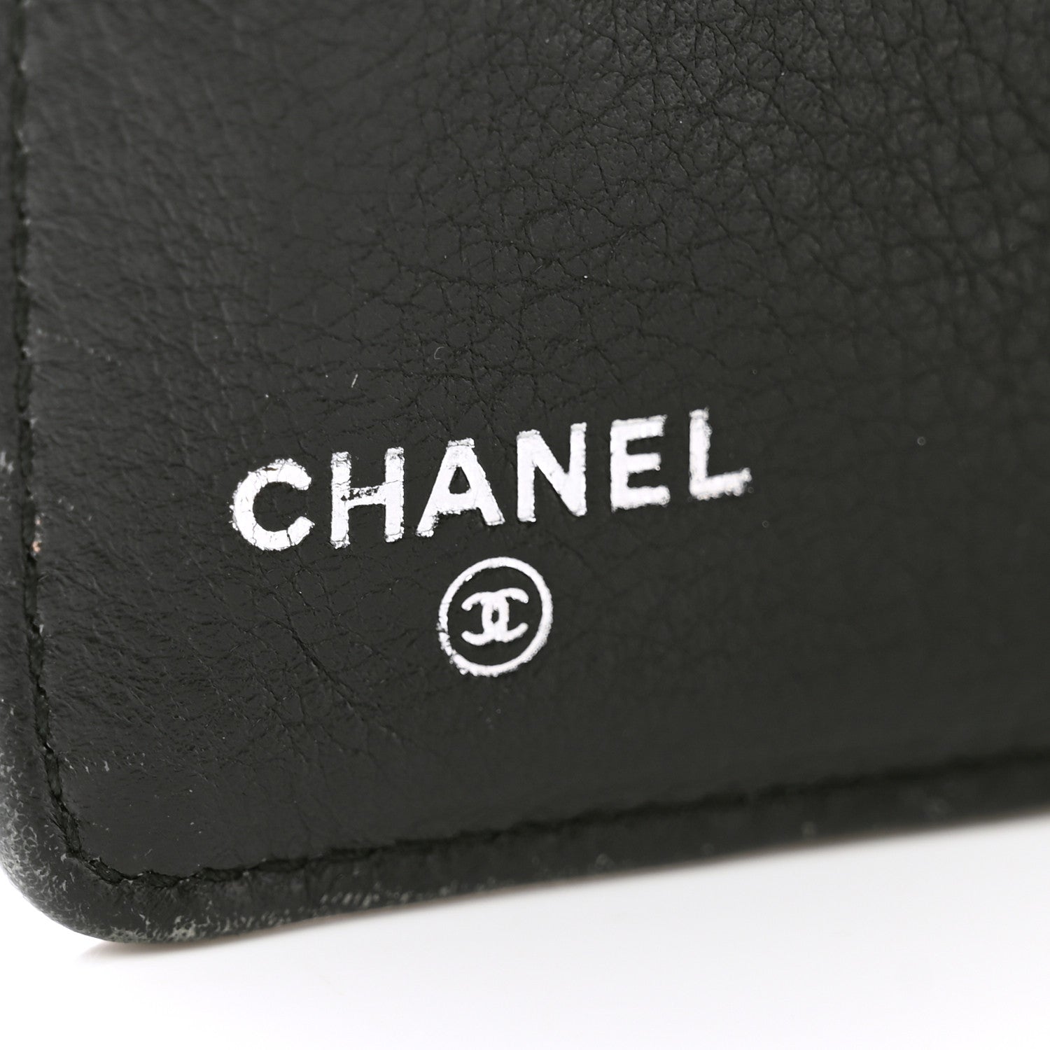 Chanel Distressed Caviar Stitched Yen Wallet Black 6 of 10