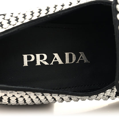 Prada Satin Crystal Metal Triangle Logo 50mm Loafers 38 Cristal 8 of 9
