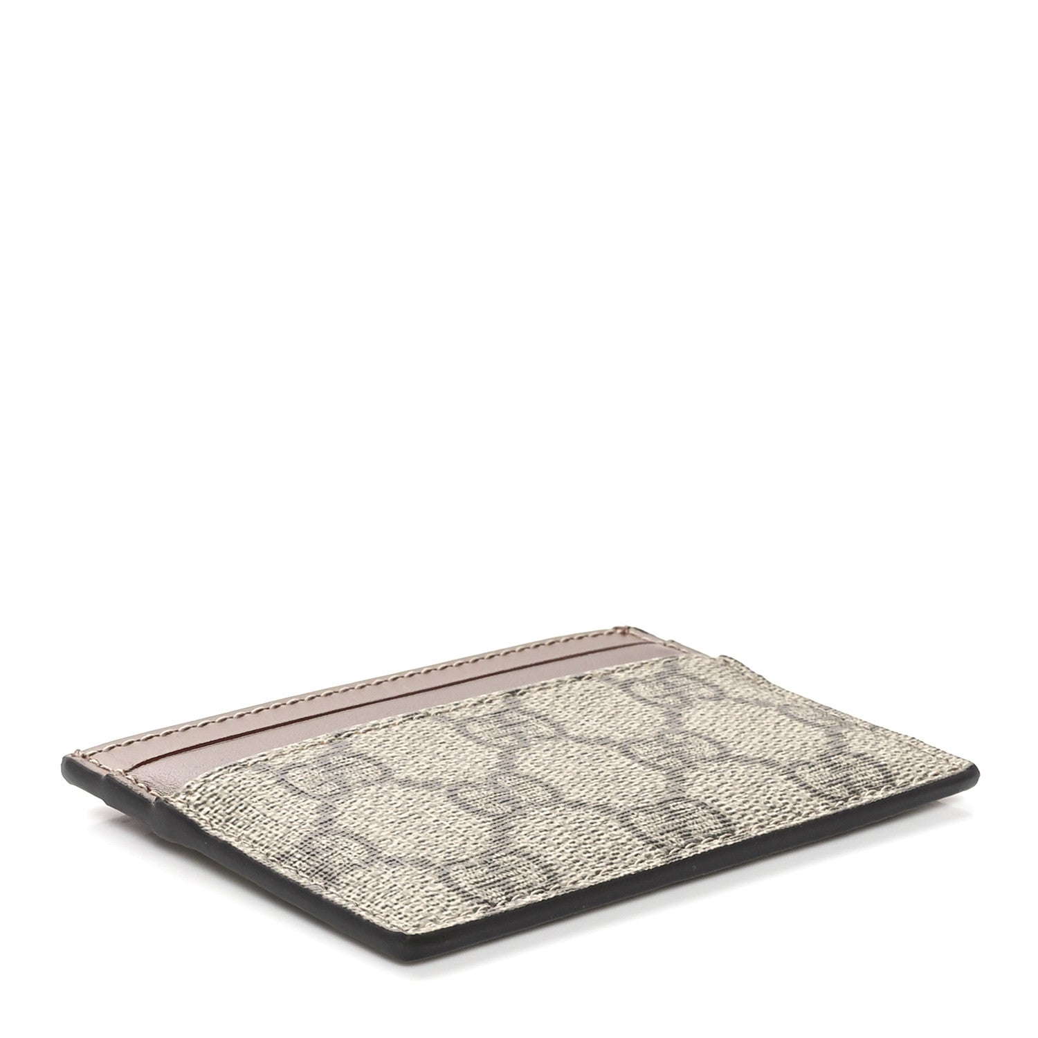 Gucci GG Supreme Monogram Calfskin Card Holder Beige Ebony Cuir 4 of 8