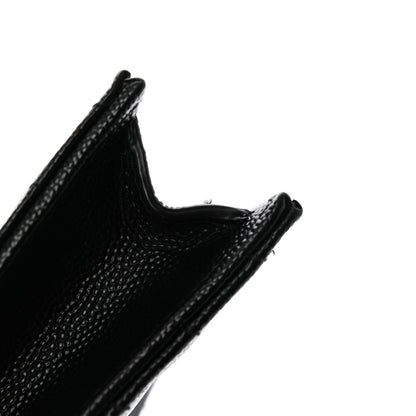 Saint Laurent Grain De Poudre Matelasse Chevron Monogram Monochrome Envelope Chain Wallet Black 11 of 14