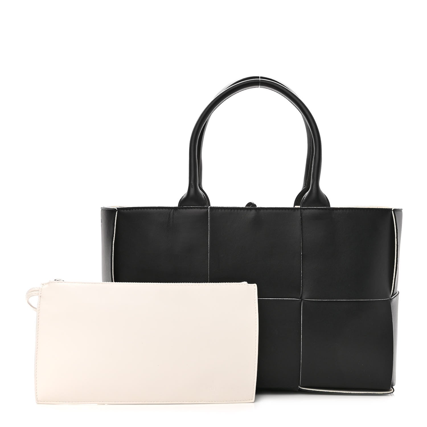 Bottega Veneta Nappa Maxi Intrecciato Small Arco Tote Black White 1 of 10