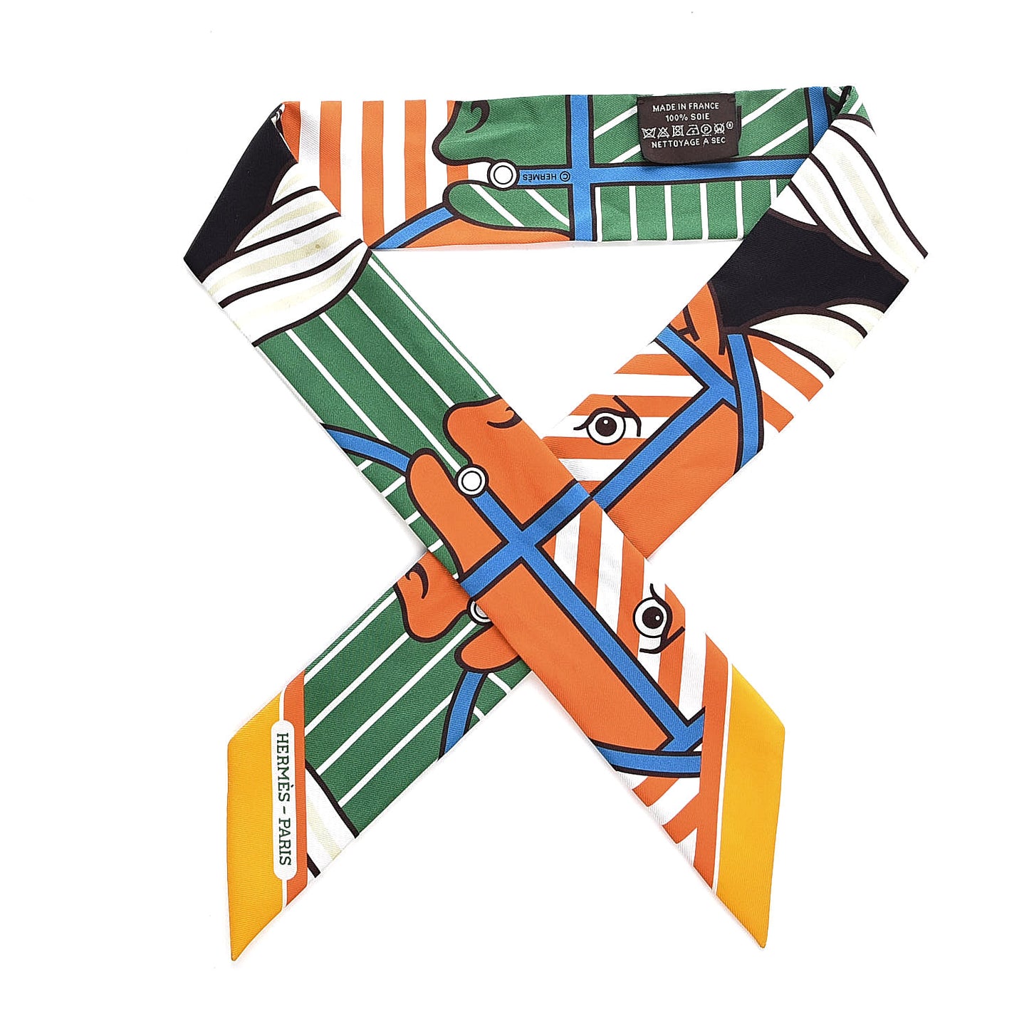 Silk Quadrige Twilly Orange Vert Ebene