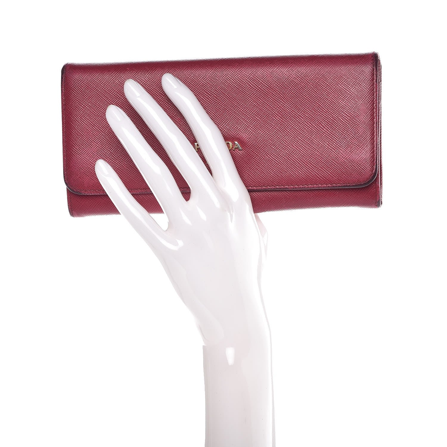 Prada Saffiano Metal Wallet Ibisco 2 of 19