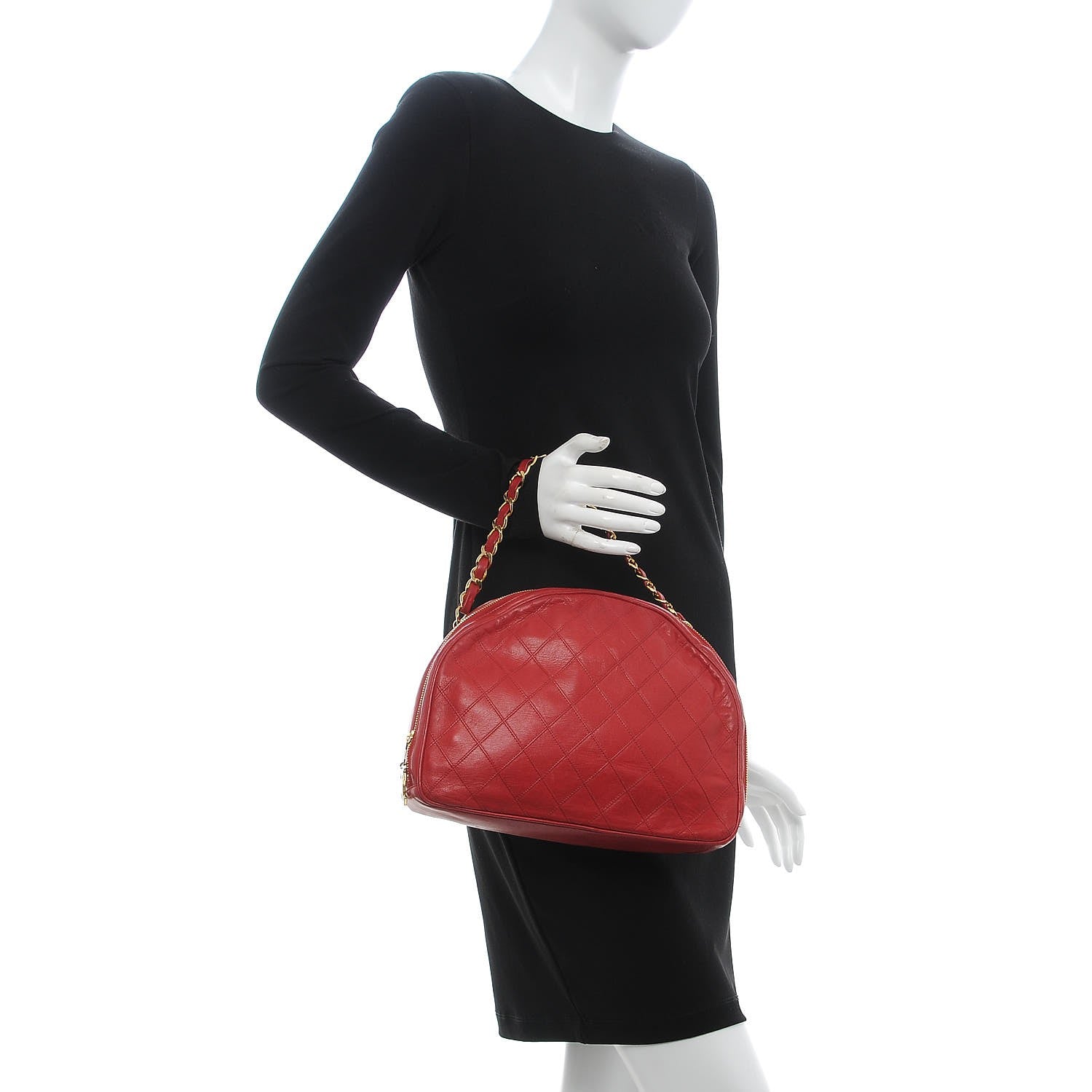 Chanel Lambskin Diamond Stitch Cosmetic Case Red 2 of 17
