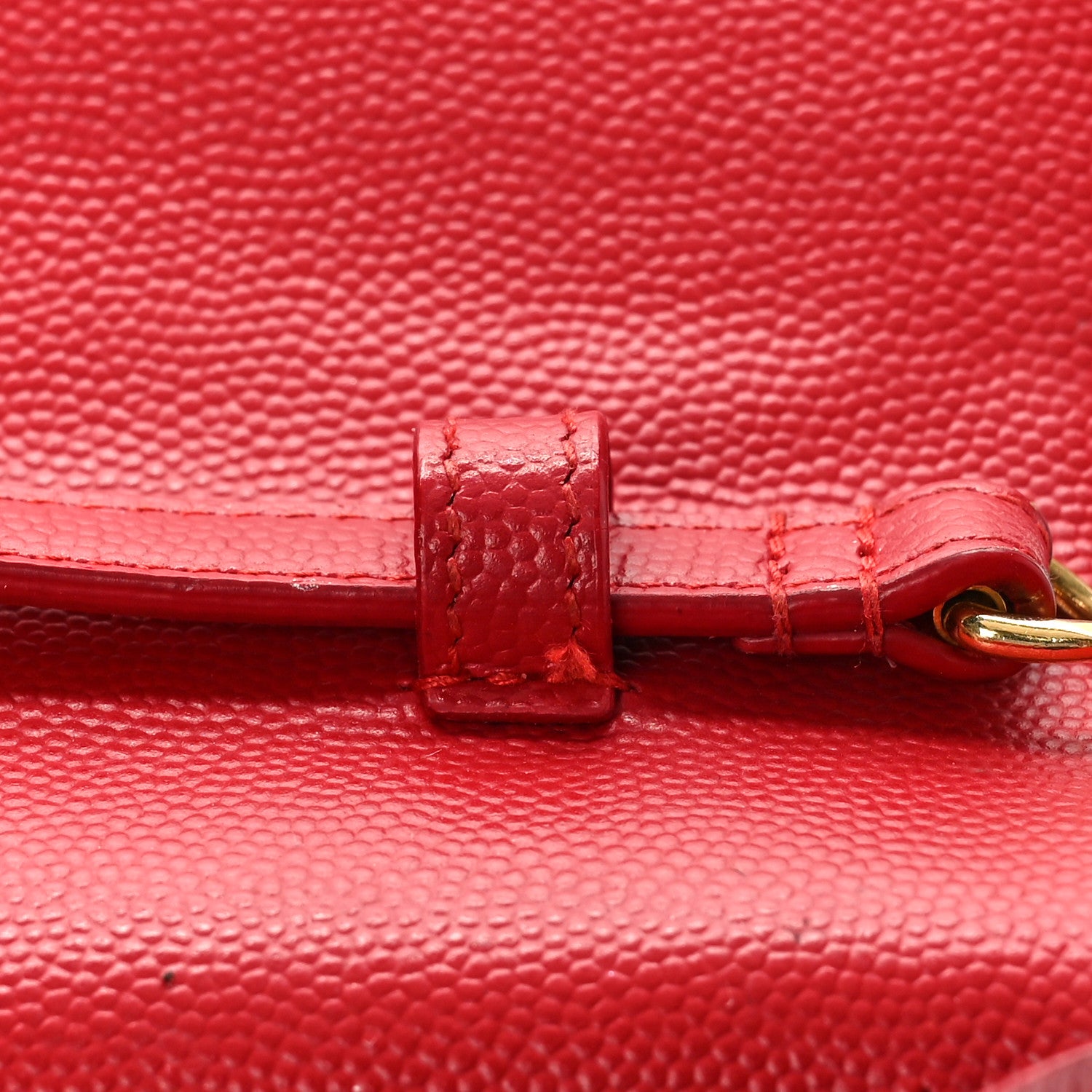 Saint Laurent Grain De Poudre Matelasse Chevron Monogram Chain Wallet Rouge Eros 10 of 14