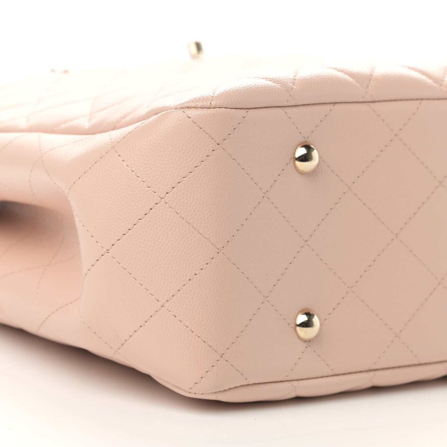 Caviar Quilted Large Classic Shopping Tote Light Beige