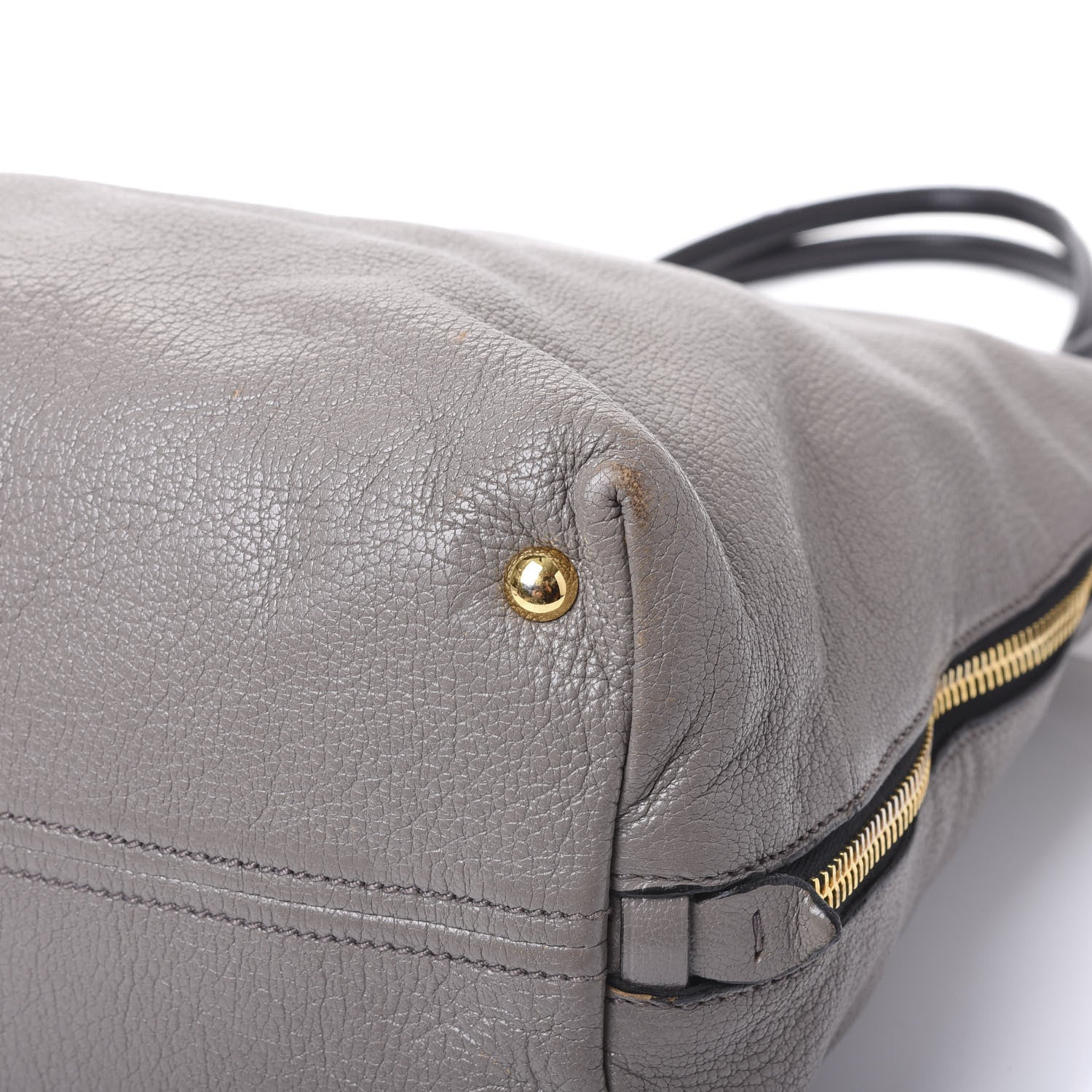 Miu Miu Goatskin Madras Zip Tote Argilla Black 6 of 10