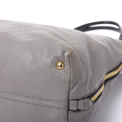 Miu Miu Goatskin Madras Zip Tote Argilla Black 6 of 10