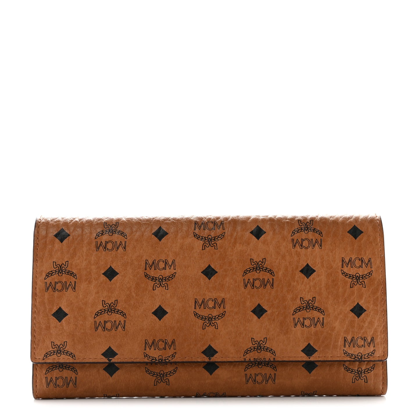 Visetos Large Trifold Flap Wallet Cognac