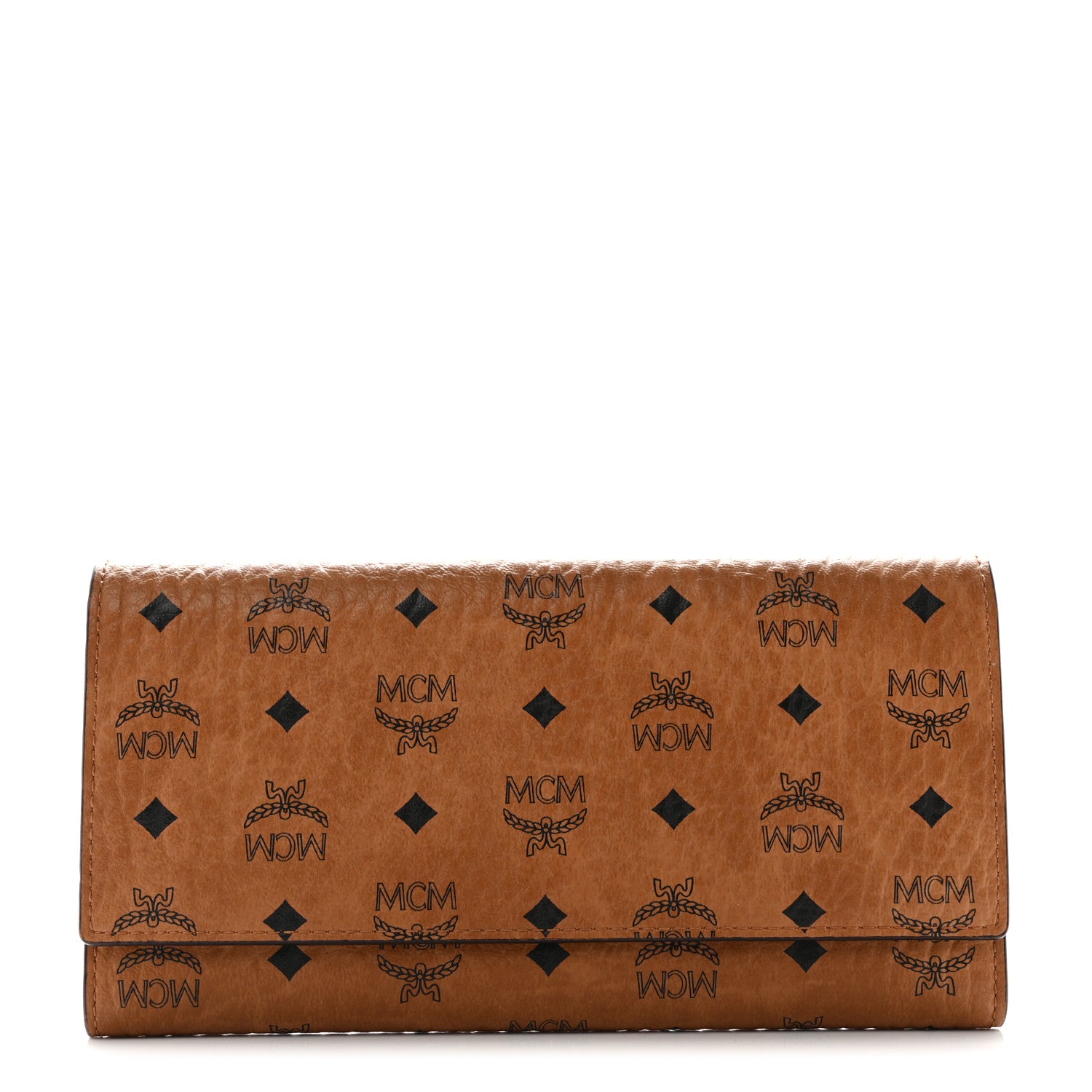 MCM Visetos Large Trifold Flap Wallet Cognac 1 of 7