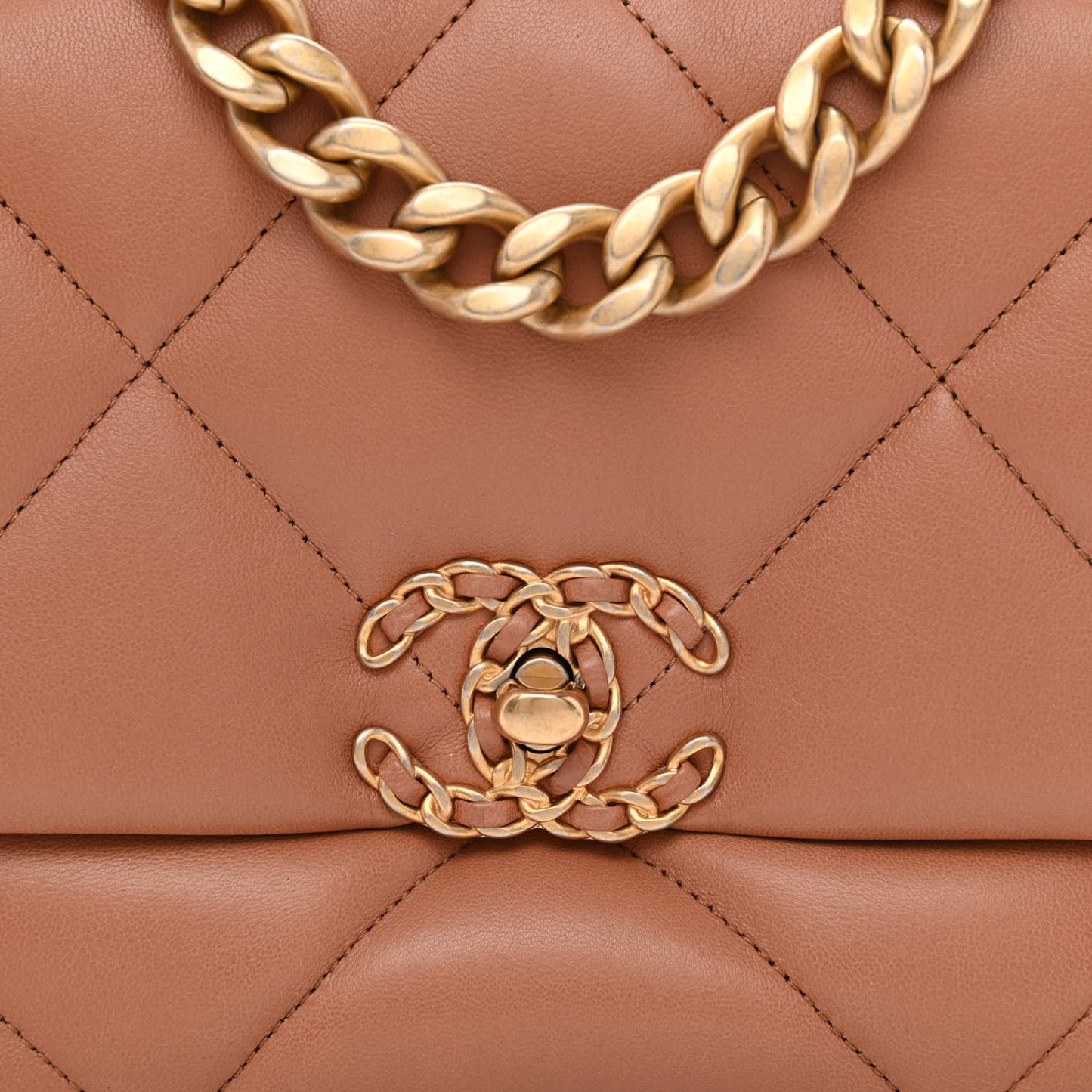 Lambskin Quilted Medium Chanel 19 Flap Brown