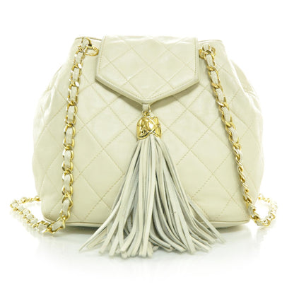 Chanel Quilted Lambskin Tassel Shoulder Bag Light Beige 1 of 9