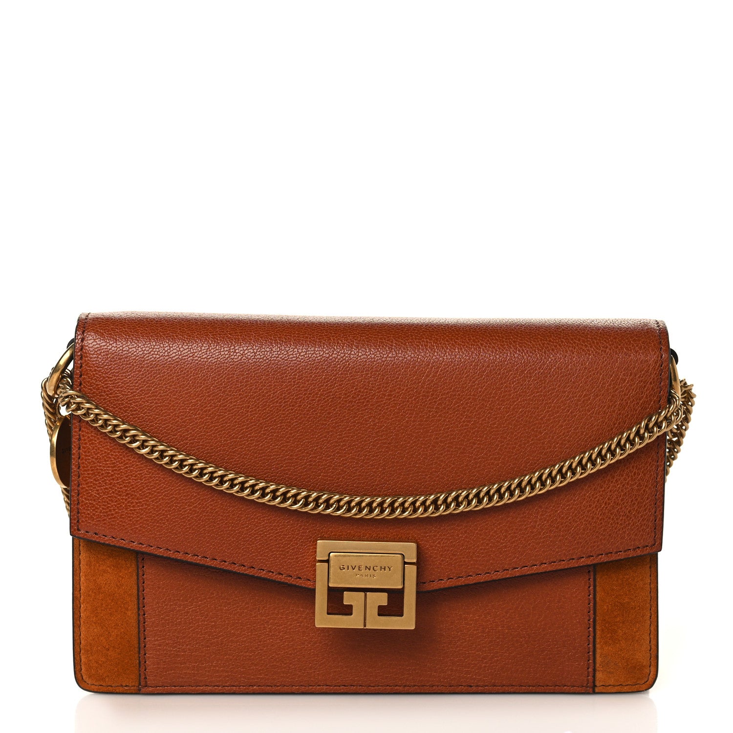 Givenchy Goatskin Suede Small GV3 Shoulder Bag Amber Mastic 1 of 8