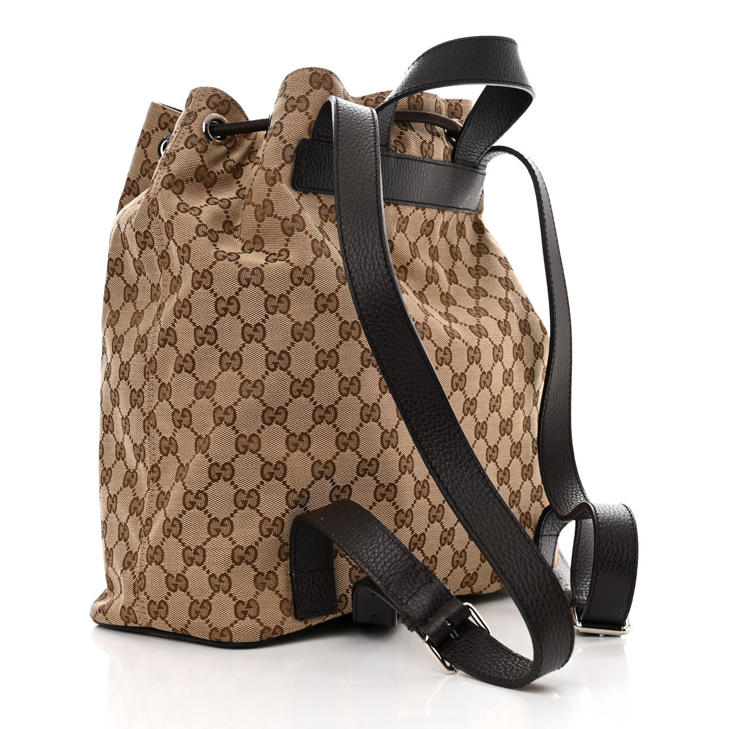 Gucci Monogram Dollar Calfskin O Drawstring Backpack Beige Ebony Testa di Moro Dark Chocolate 3 of 10