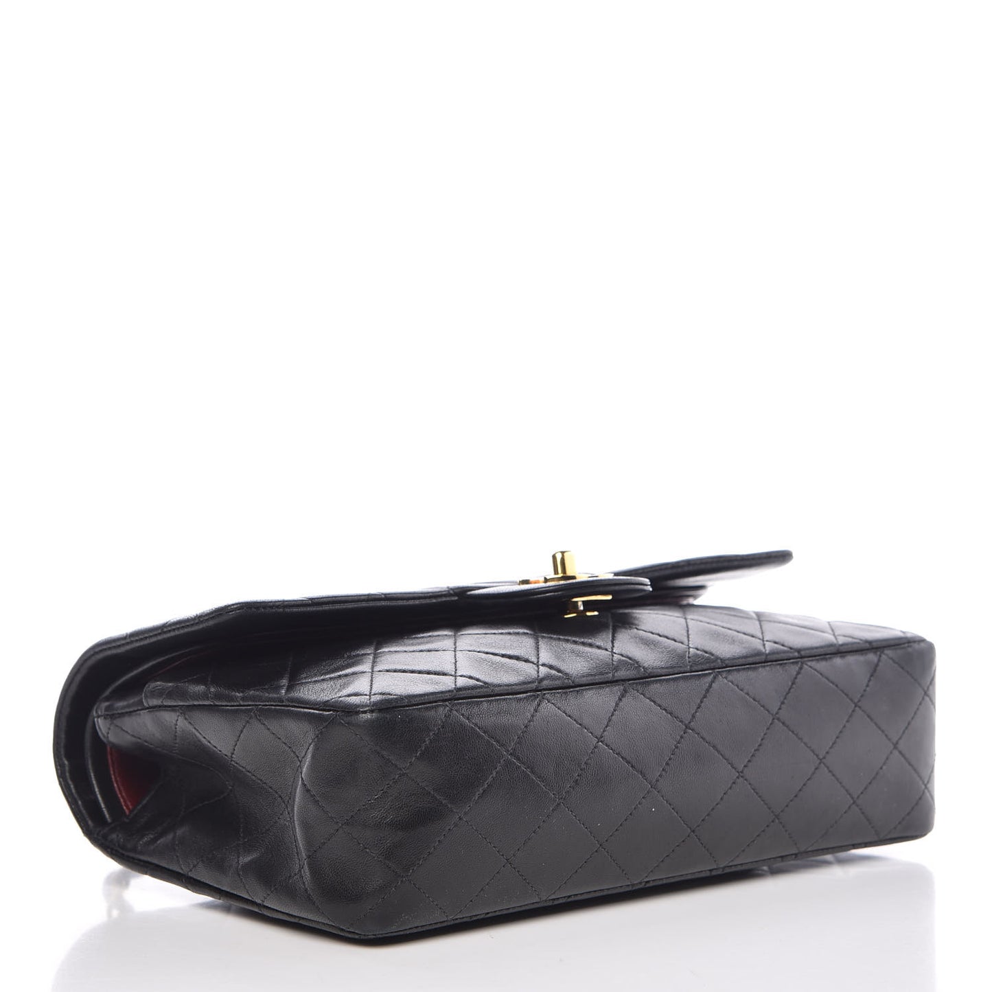 Lambskin Quilted Medium Double Flap Black