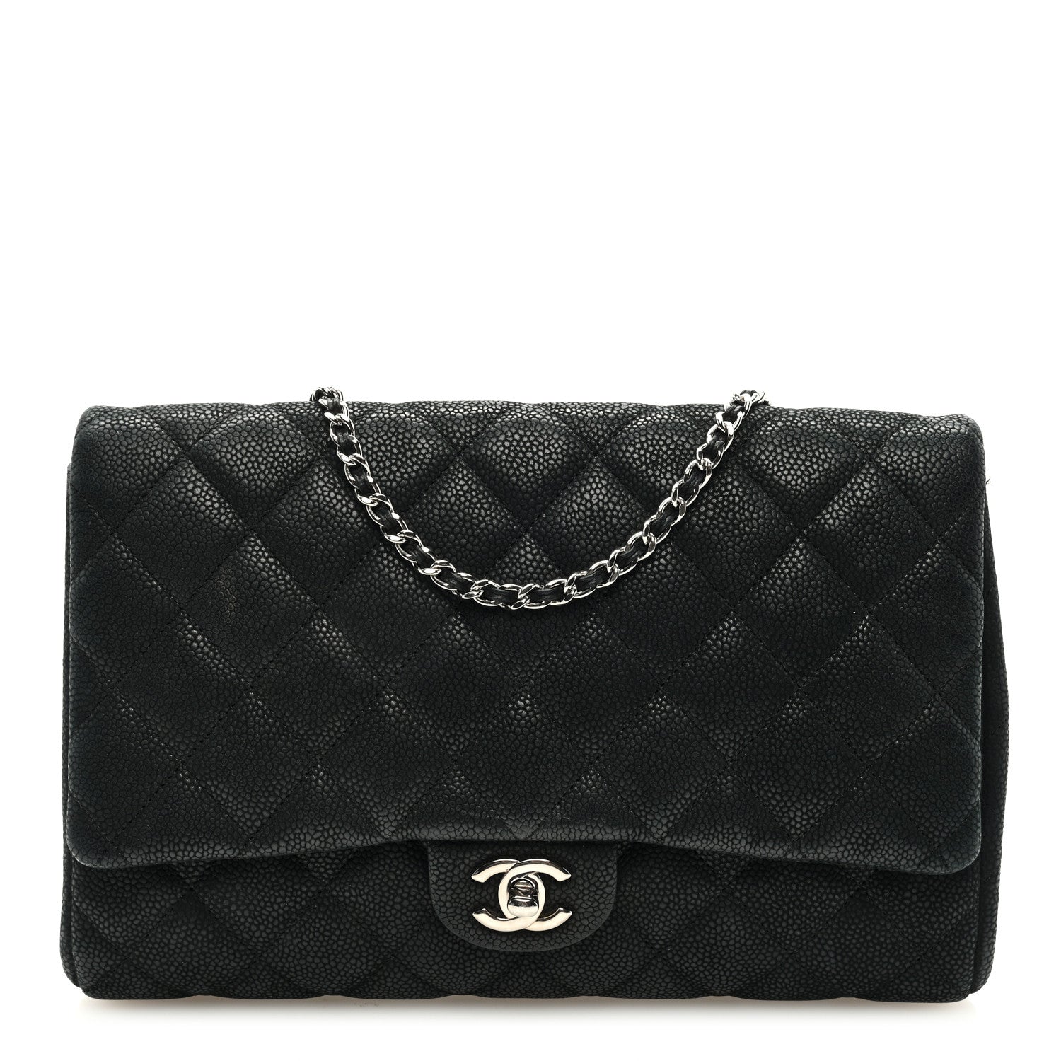 Chanel Iridescent Caviar Quilted Clutch With Chain Flap Black 1 of 9
