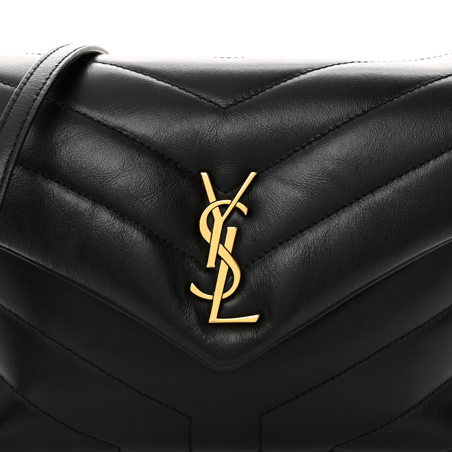 Calfskin Y Quilted Monogram Toy Loulou Crossbody Bag Black