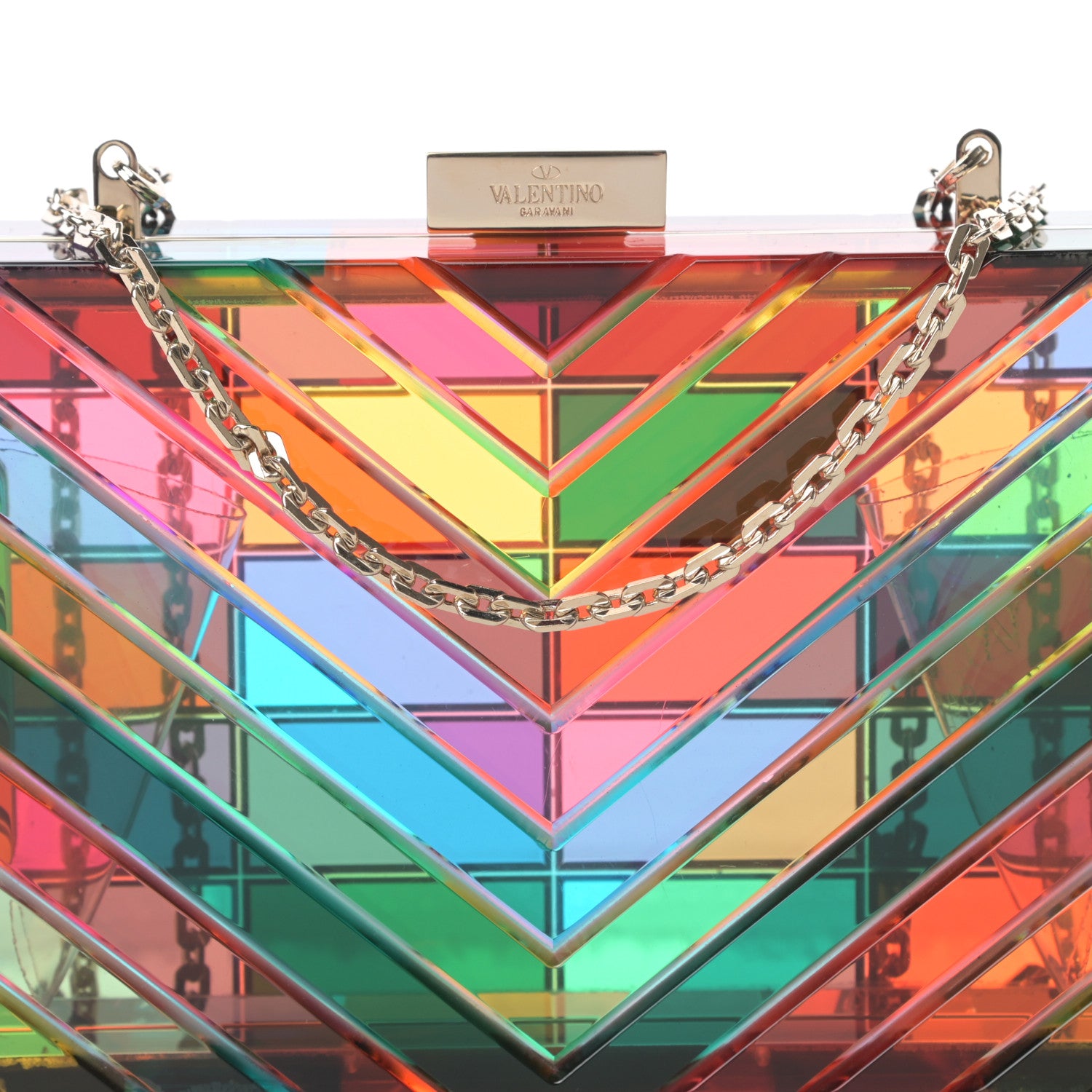 Valentino Garavani Acrylic 1973 Clutch With Chain Multicolor 8 of 13