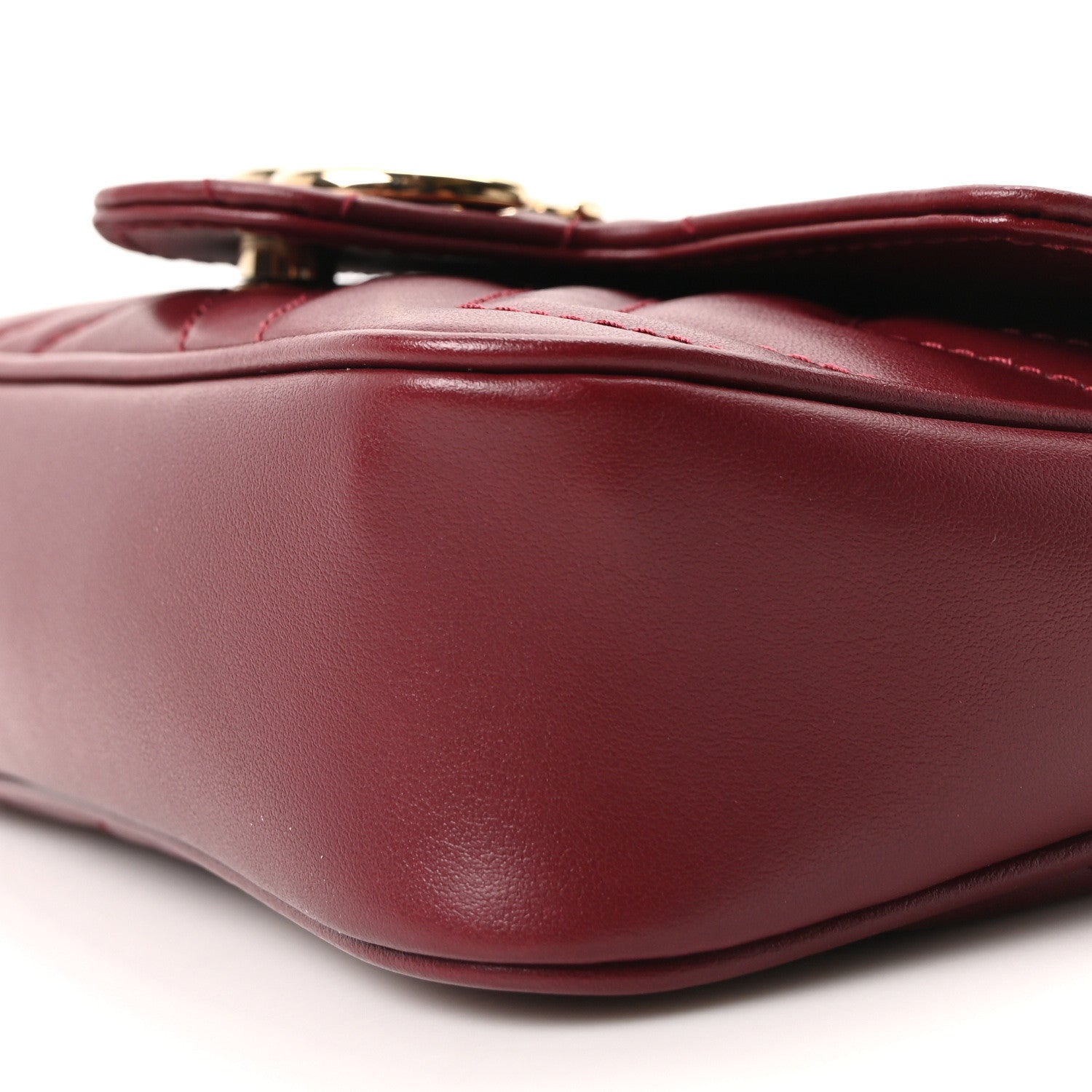 Gucci Calfskin Matelasse Super Mini GG Marmont Shoulder Bag Rosso Ancora 10 of 10