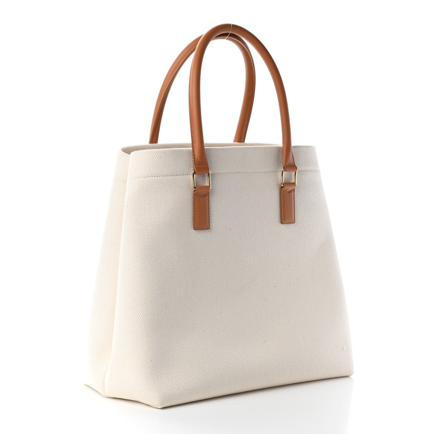 Canvas Calfskin Horizontal Cabas Natural Tan