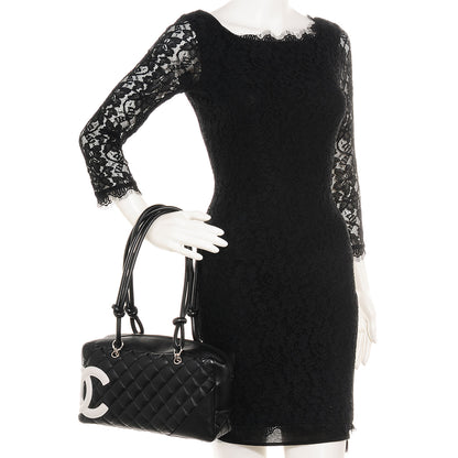 Chanel Calfskin Quilted Large Cambon Bowler Black White 2 of 7