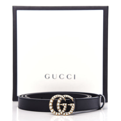 Gucci Calfskin Pearl Double G 20mm Belt 100 40 Black Cream 4 of 4