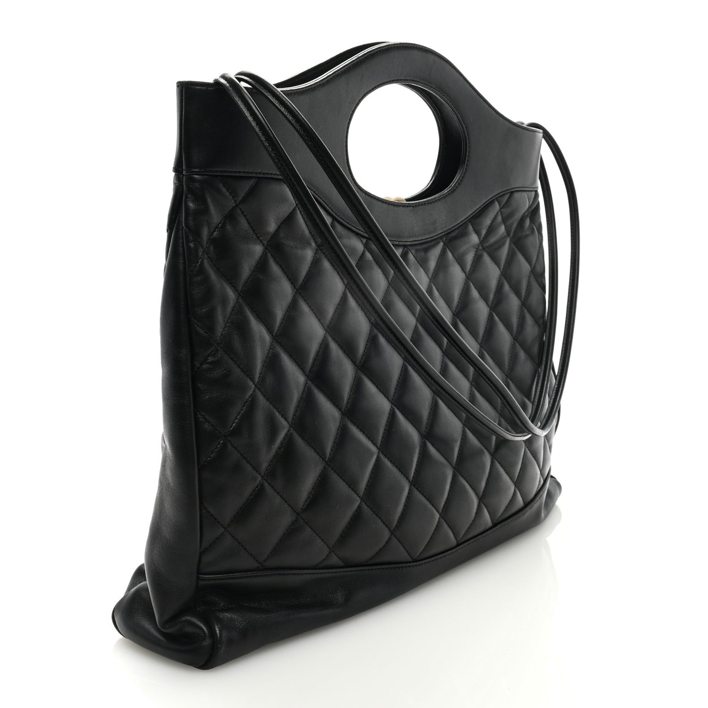 Lambskin Quilted Large 31 Shopping Bag Black