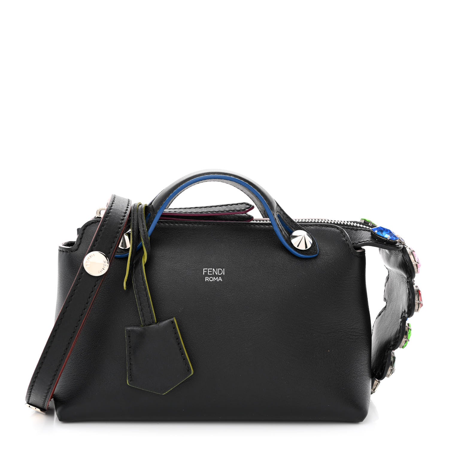 Fendi Vitello Dolce Crystal Croc Tail Mini By The Way Boston Bag Black Multicolor 1 of 10