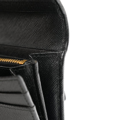 Prada Saffiano Metal Continental Flap Wallet Black 7 of 9