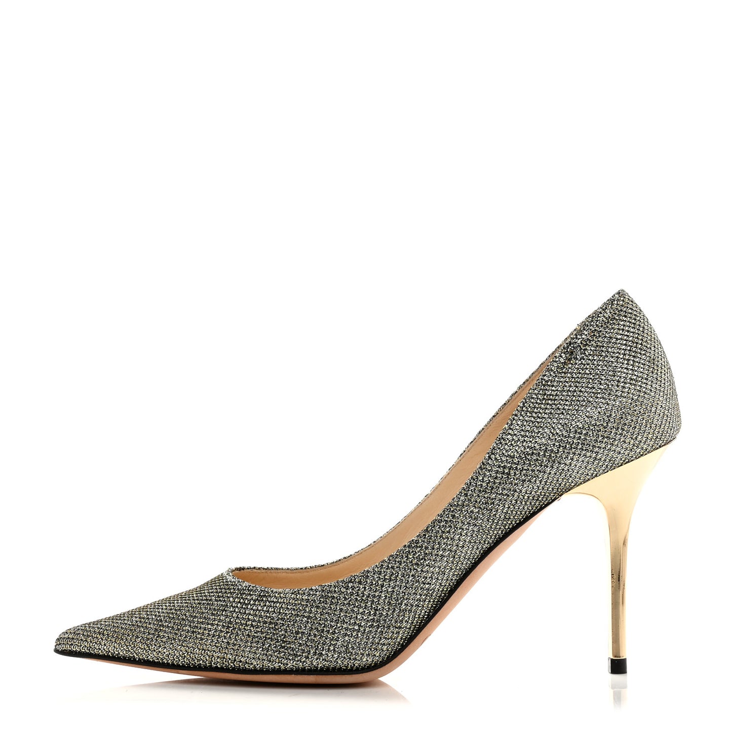 Lame Glitter Pointy Toe Romy 100 Pumps 36.5 Light Bronze