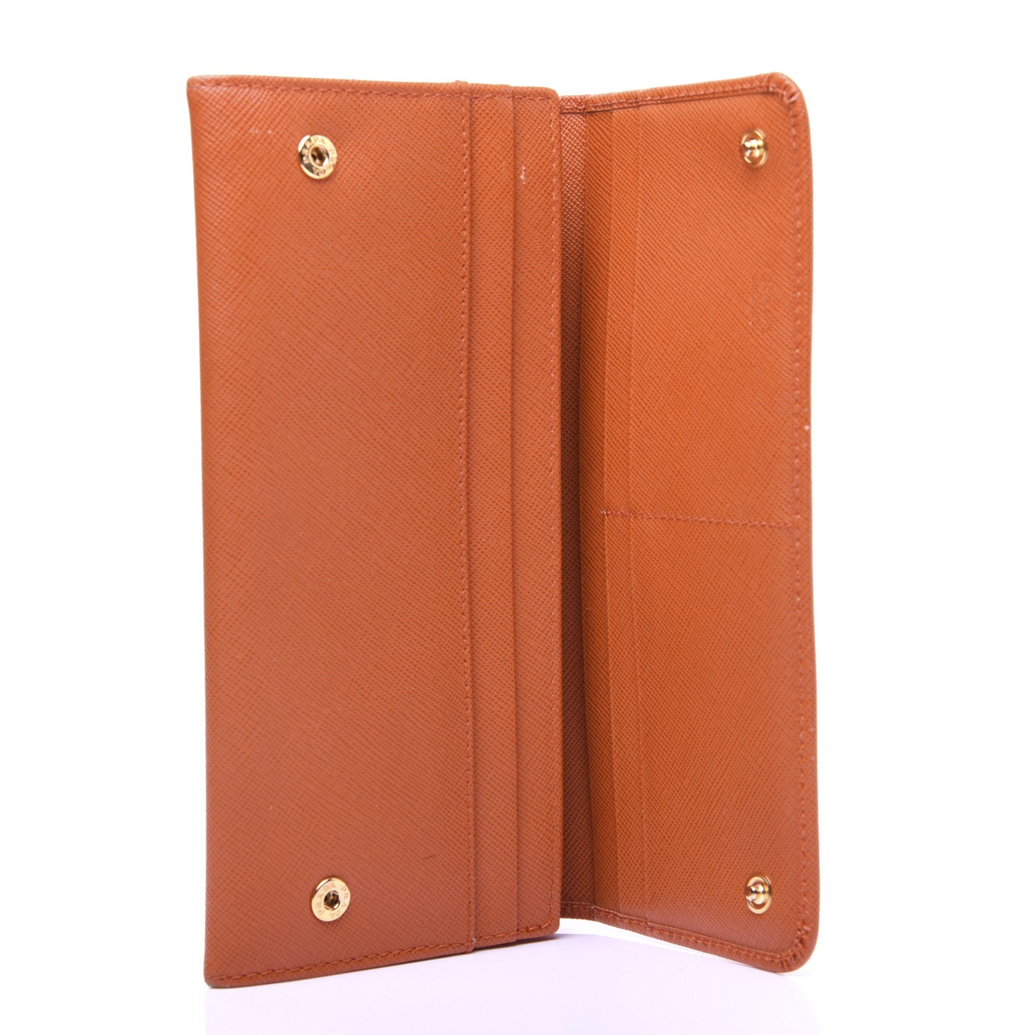 Prada Saffiano Triangle Continental Flap Wallet Papaya 10 of 13