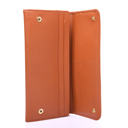 Prada Saffiano Triangle Continental Flap Wallet Papaya 10 of 13