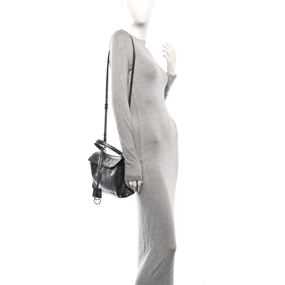 Balenciaga Metallized Calfskin Crocodile Embossed Mini Rodeo Top Handle Handbag Gunmetal 2 of 10