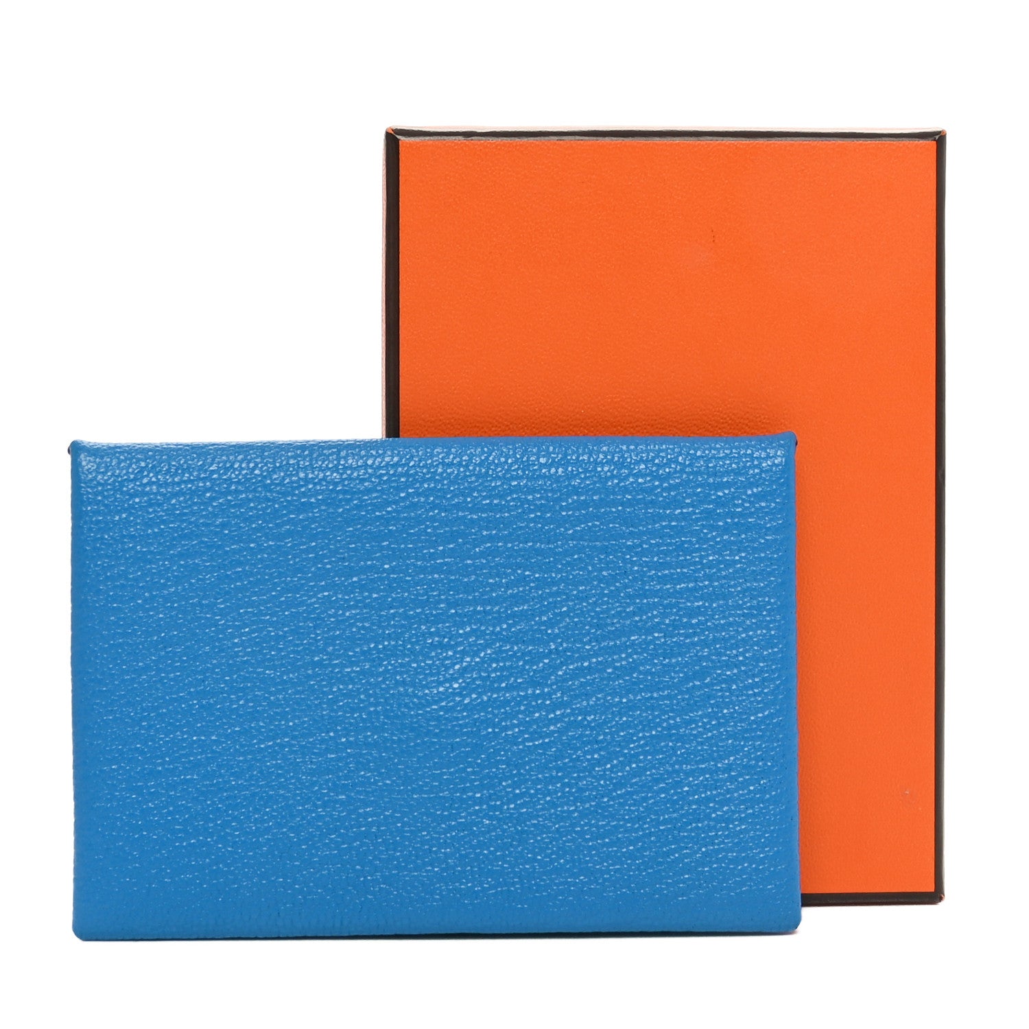 Hermes Chevre Mysore Verso Calvi Card Case Bleu Frida Cuivre 9 of 9