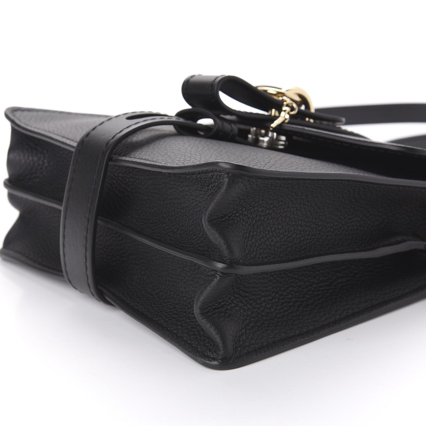 Shiny Grained Calfskin Small Aby Day Shoulder Bag Black