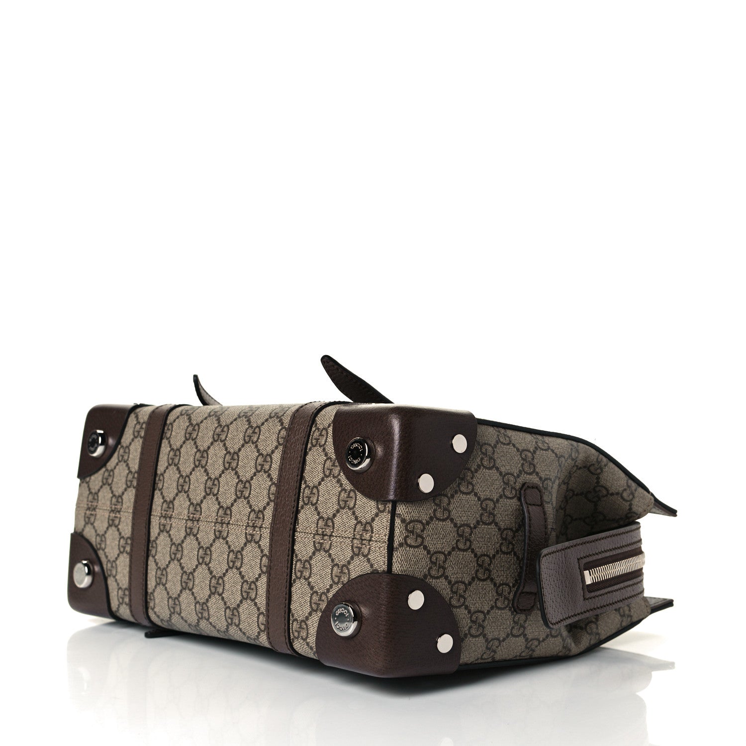 Gucci GG Supreme Monogram Textured Dollar Calfskin Small Detail Tote Beige Ebony New Acero 4 of 6