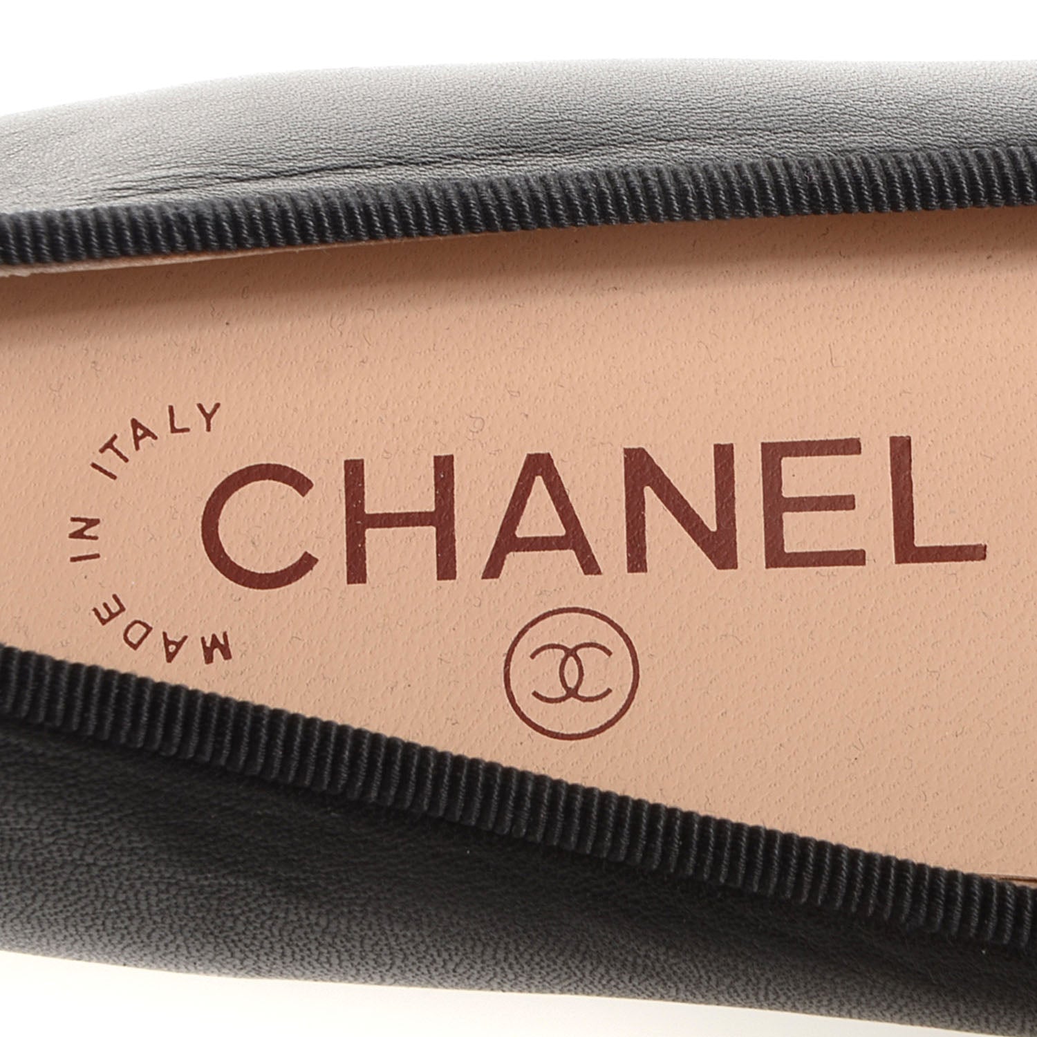 Chanel Calfskin CC Cap Toe Ballerina Flats Black Gold 37 5 of 8