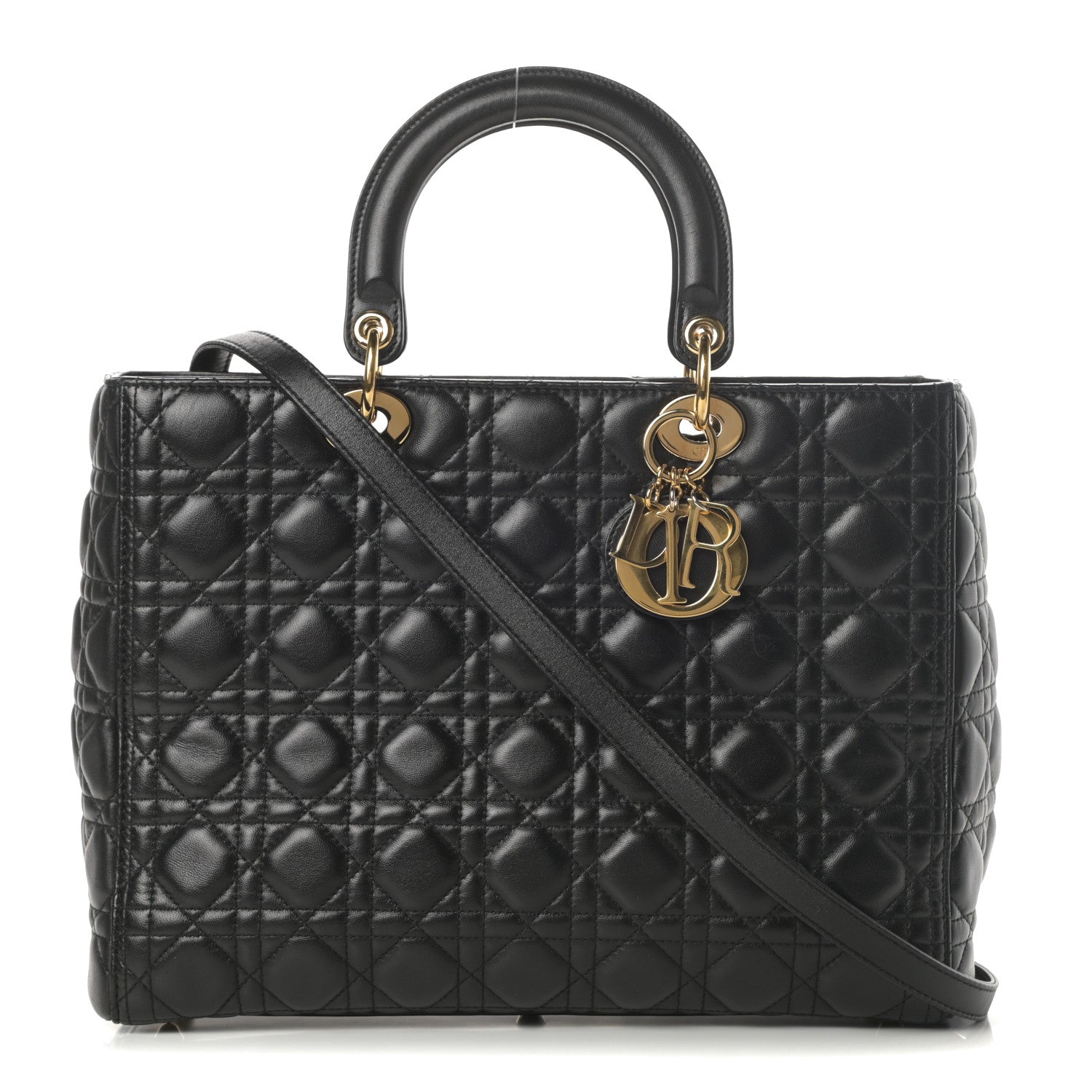 Christian Dior Lambskin Cannage Large Lady Dior Black 1 of 14