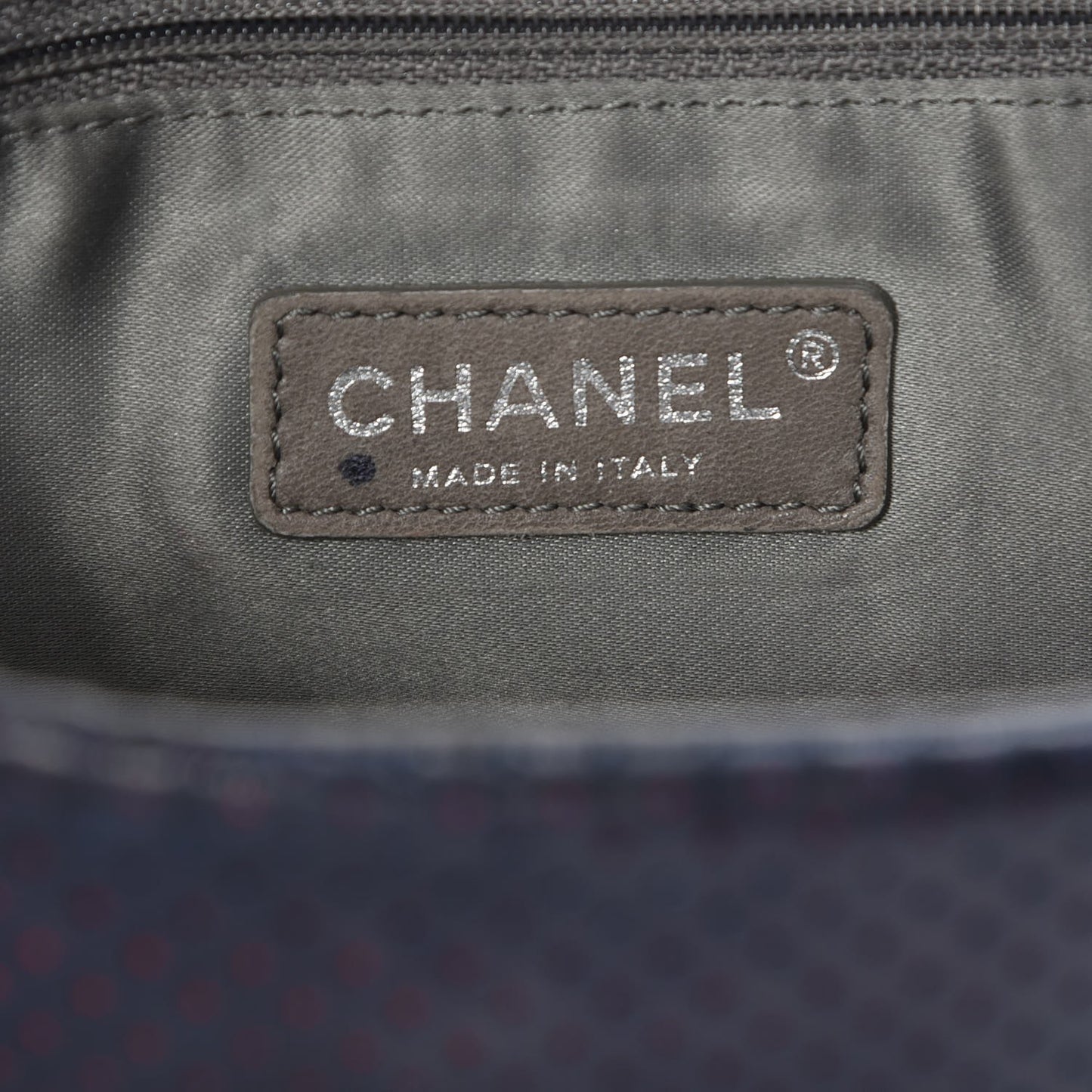Calfskin Perforated Large Drill Flap Navy Blue