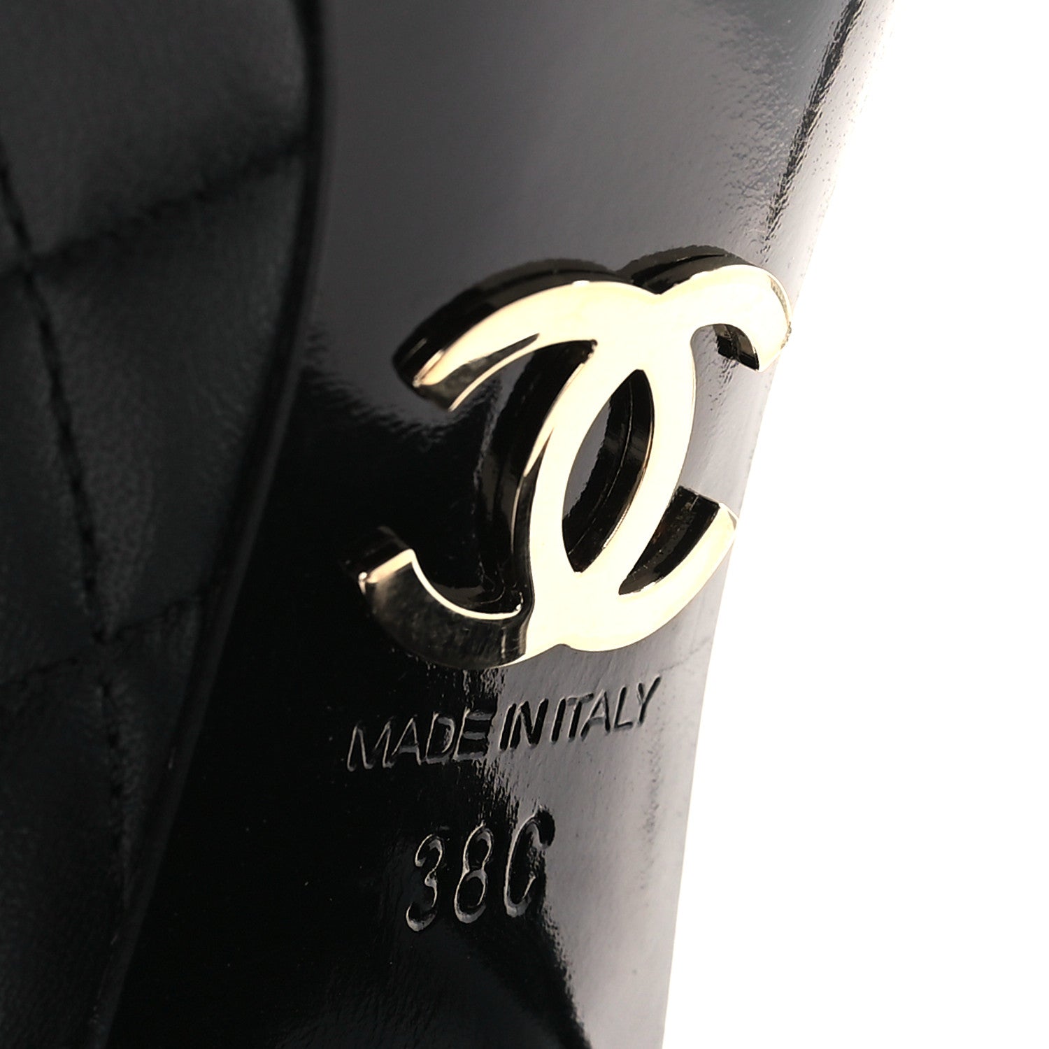 Chanel Lambskin Quilted Patent Cap Toe CC Booties 38 Black 6 of 7