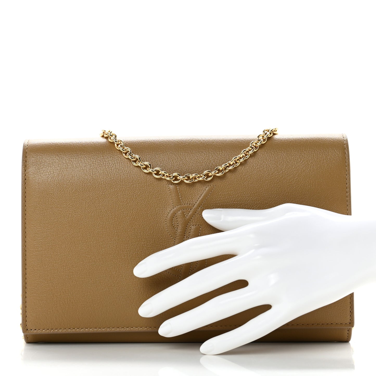 Calfskin Monogram Belle de Jour Chain Clutch Beige