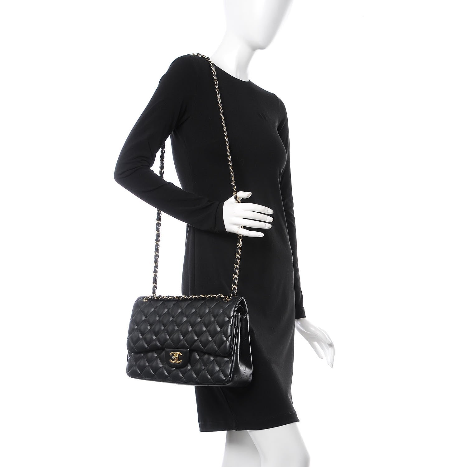 Chanel Lambskin Quilted Jumbo Double Flap Black 3 of 12