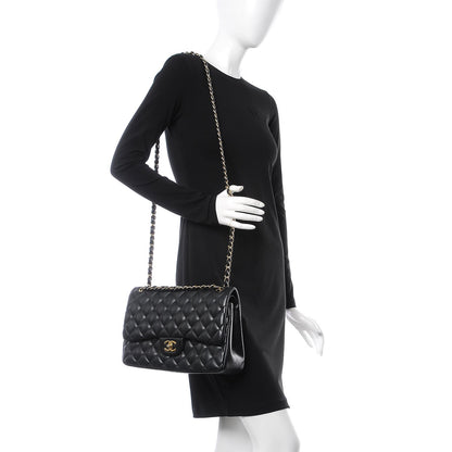 Chanel Lambskin Quilted Jumbo Double Flap Black 3 of 12
