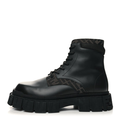Fendi Vitello Fabric Jacquard FF 1974 Mens Fendi Force Ankle Combat Boots 12 Black Grigio 1 of 8