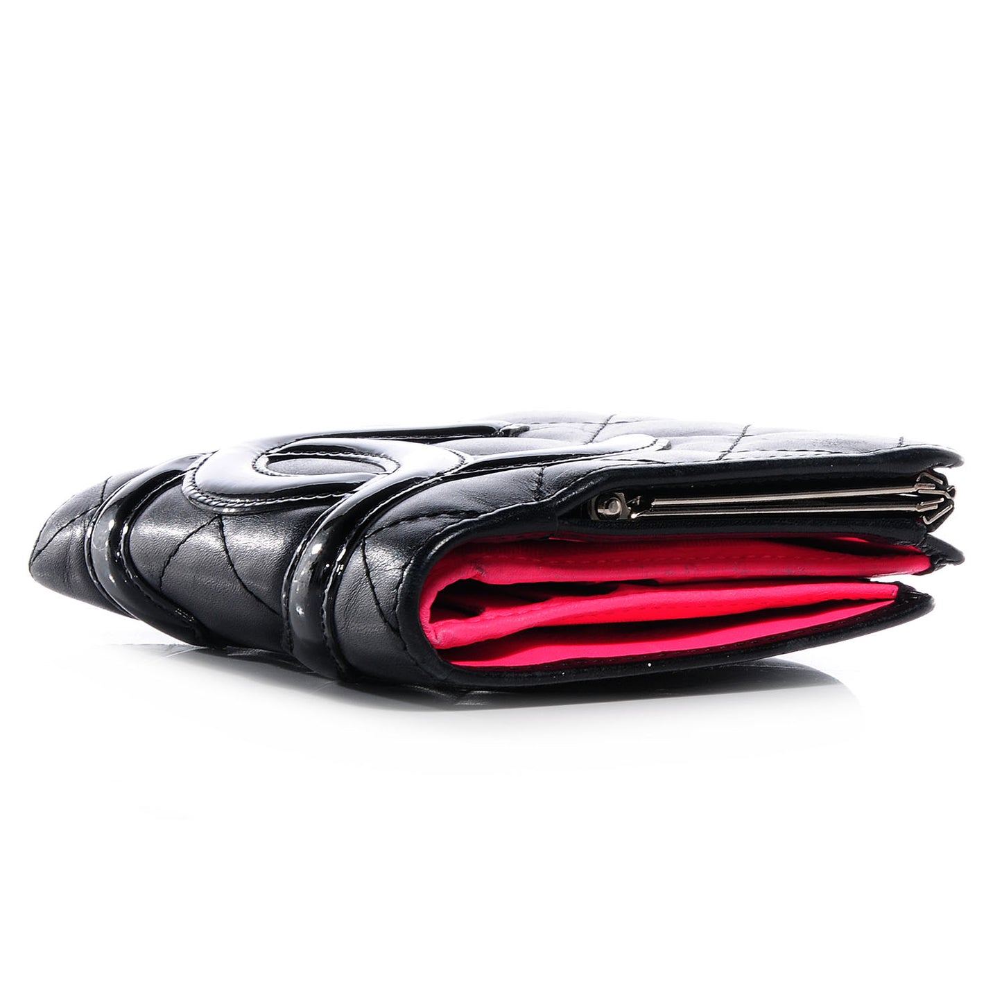 Calfskin Quilted Cambon Bi-Fold Wallet Black