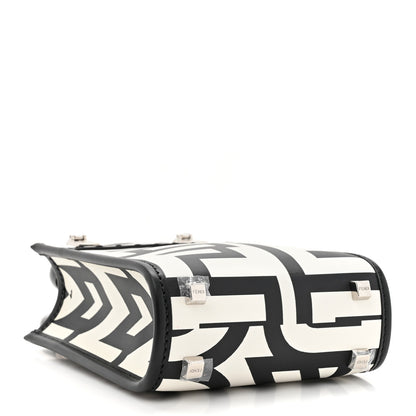 Fendi X MARC JACOBS Vitello King Plexiglass Logo Print Mini Fendi Sunshine Shopper Tote Black White 4 of 9