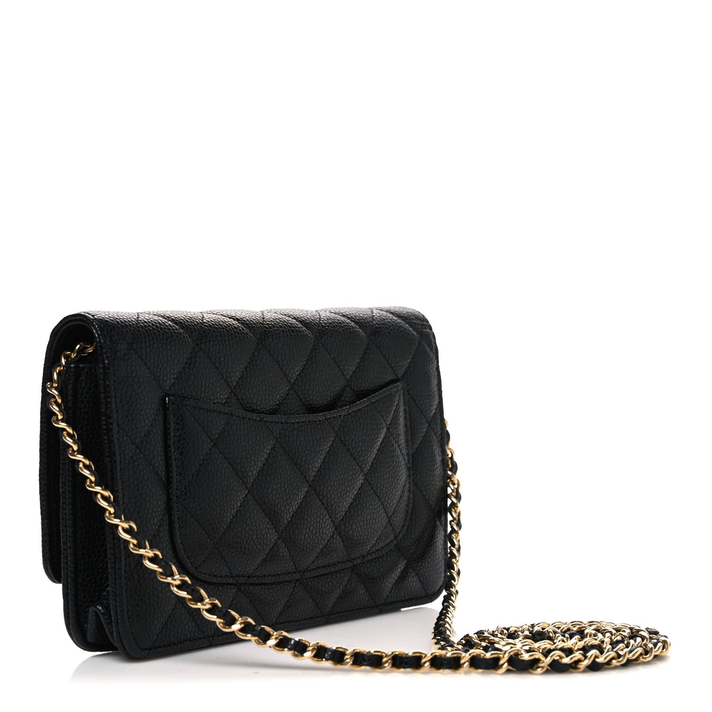 Caviar Quilted CC Turnlock Wallet On Chain WOC Black