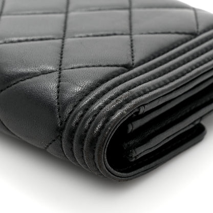 Chanel Lambskin Quilted Large Boy Gusset Flap Wallet Black 15 of 16