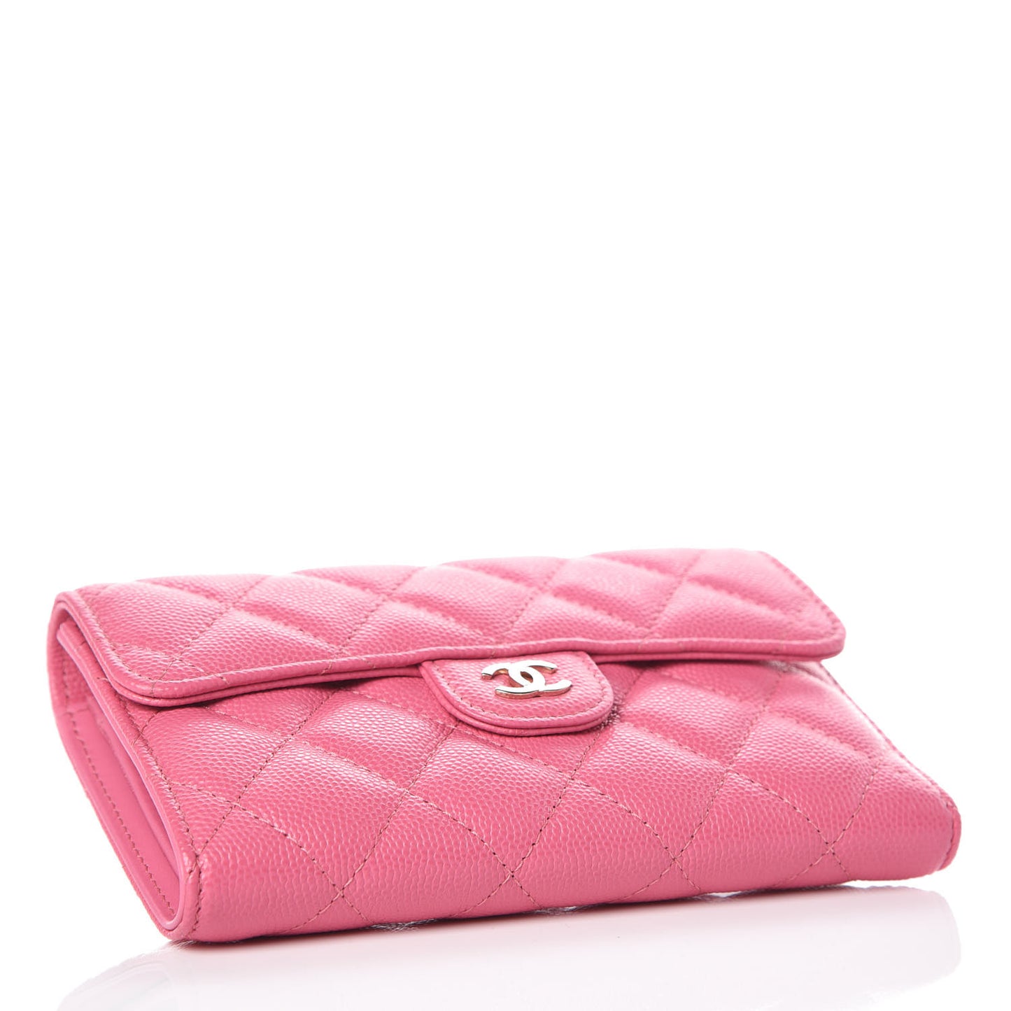 Caviar Quilted Medium Flap Wallet Pink